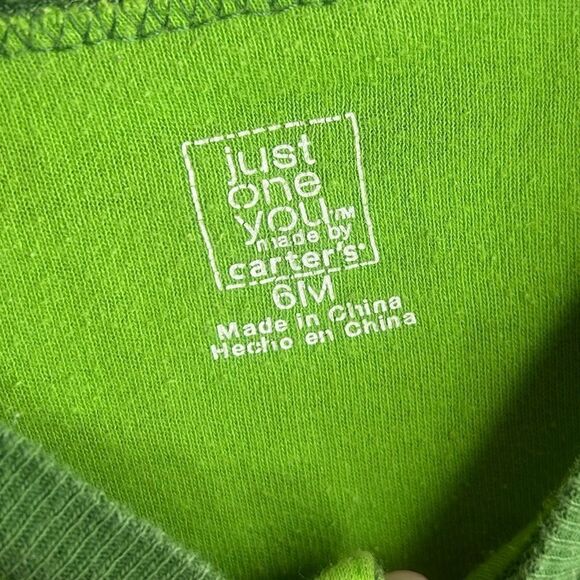 5 for $25🔥6 Months Carter's Striped Green Monster Theme Footie Pajama Jumpsuit - Picture 4 of 5